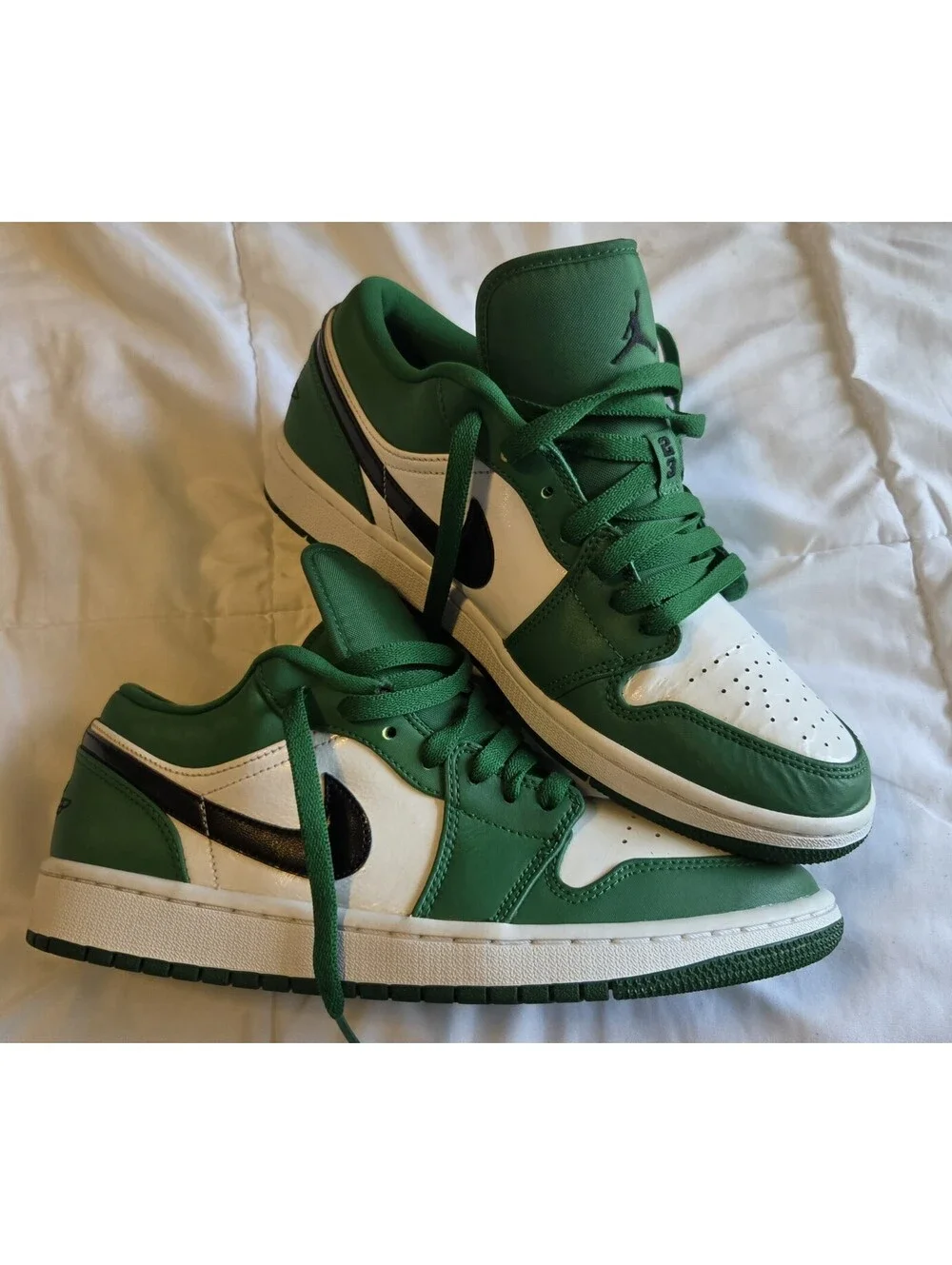 Nike Air Jordan 1 Low Pine Green 553560-301 Black White Green Size 9.5
